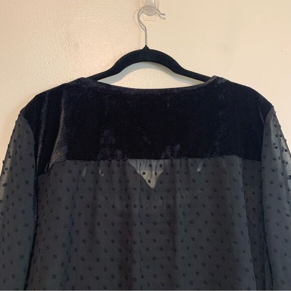 Style & Co black sheer Swiss dot and velvet blouse mixed media eyelet size 3x - Picture 7 of 8